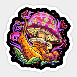 Psychedelic Mushroom Snail Art Sticker